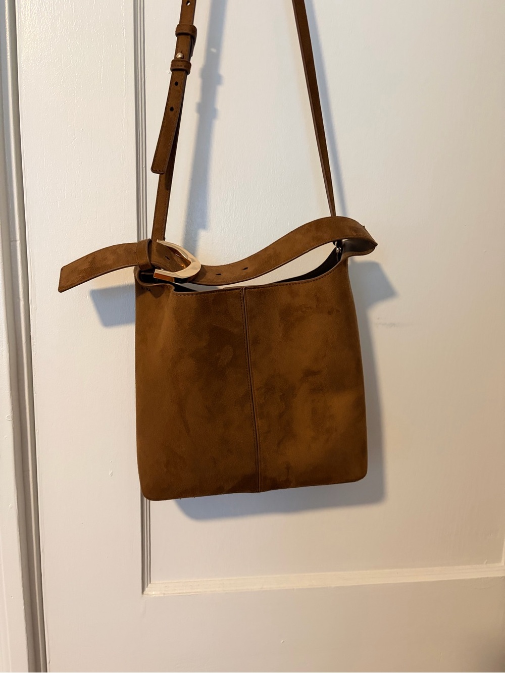H&M Brown Suede Crossbody Shoulder Bag